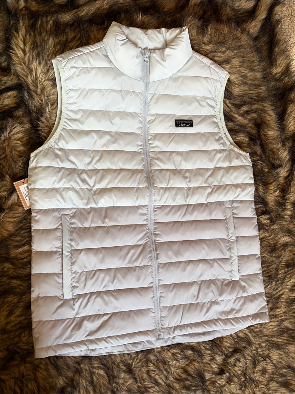 Simply Southern Men's Gray Quilted Puffer Vest - Full Zip Size Large